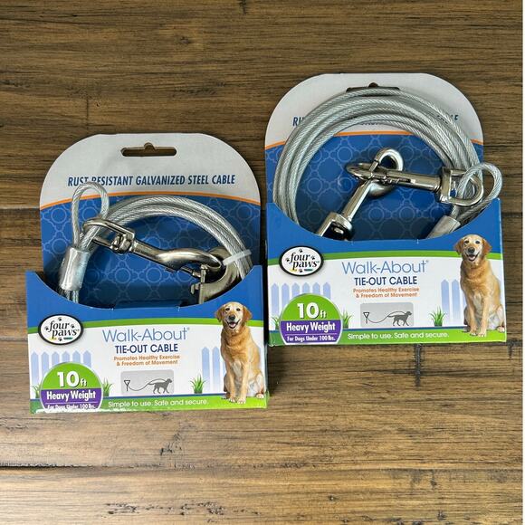 Dog Tie Out Cable Heavy Duty Weighted Dog Tie Out Cable Silver, 10 ft LOT of 2 - Picture 6 of 6